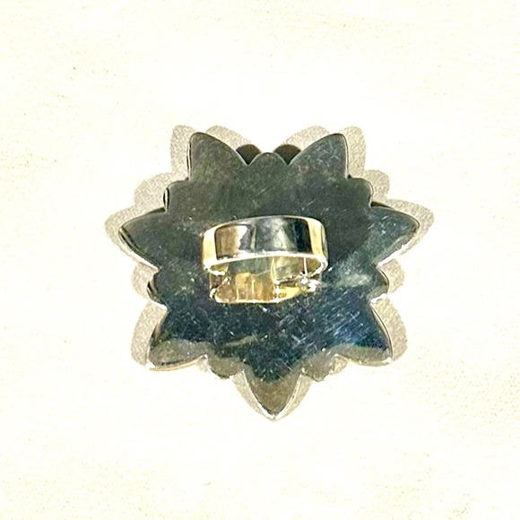 EUC Rainbow Quartz Faceted Flower Bust Sterling Silver Ring - Picture 7 of 13